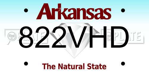 822VHD Arkansas License Plate