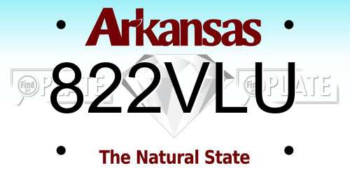 822VLU Arkansas License Plate