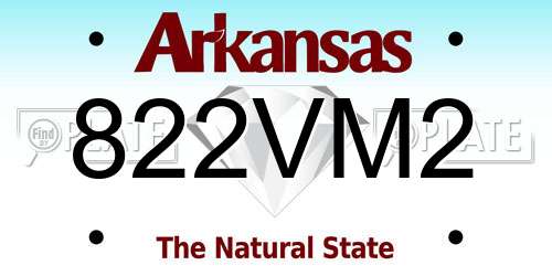 822VM2 Arkansas License Plate