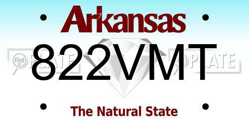 822VMT Arkansas License Plate