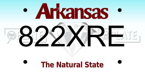 822XRE Arkansas License Plate