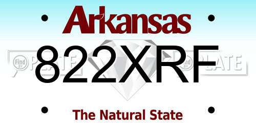 822XRF Arkansas License Plate