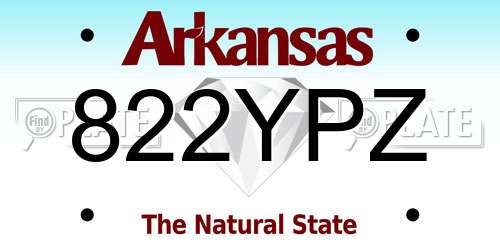 822YPZ Arkansas License Plate