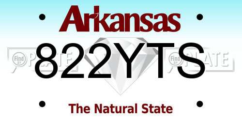 822YTS Arkansas License Plate