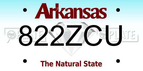 822ZCU Arkansas License Plate