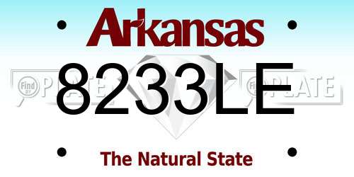 8233LE Arkansas License Plate