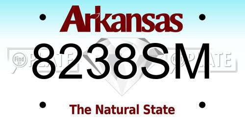 8238SM Arkansas License Plate