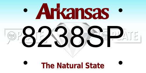8238SP Arkansas License Plate