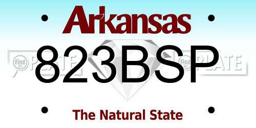 823BSP Arkansas License Plate