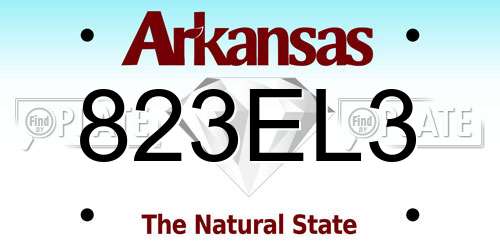 823EL3 Arkansas License Plate