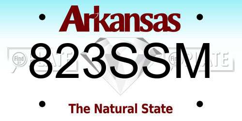823SSM Arkansas License Plate