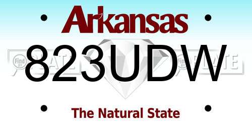 823UDW Arkansas License Plate