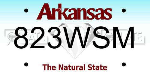 823WSM Arkansas License Plate