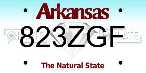 823ZGF Arkansas License Plate