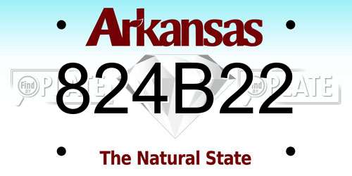 824B22 Arkansas License Plate