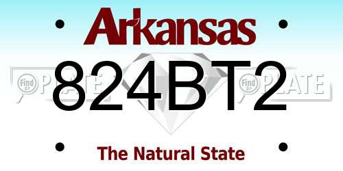 824BT2 Arkansas License Plate