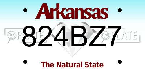 824BZ7 Arkansas License Plate