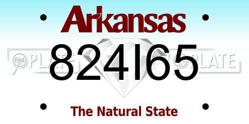 824I65 Arkansas License Plate
