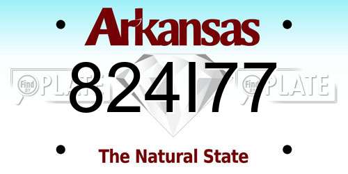 824I77 Arkansas License Plate