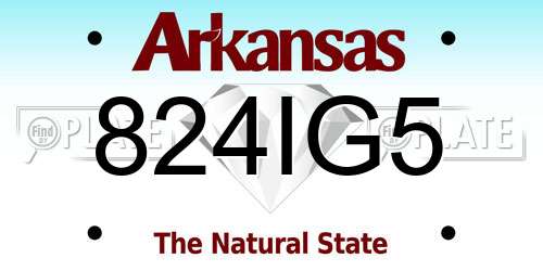824IG5 Arkansas License Plate