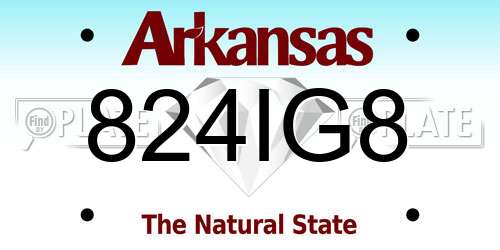 824IG8 Arkansas License Plate