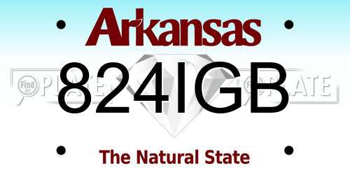 824IGB Arkansas License Plate