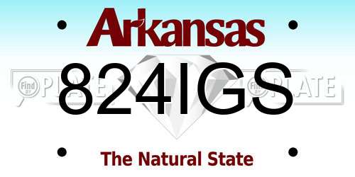 824IGS Arkansas License Plate