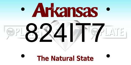 824IT7 Arkansas License Plate