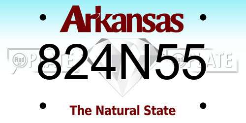 824N55 Arkansas License Plate