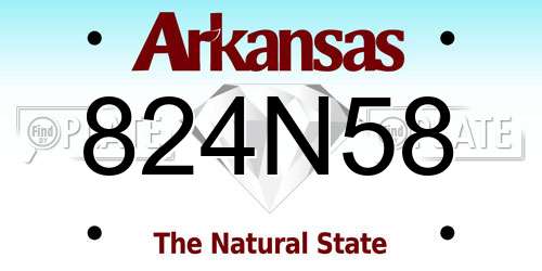824N58 Arkansas License Plate