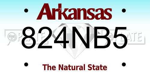 824NB5 Arkansas License Plate
