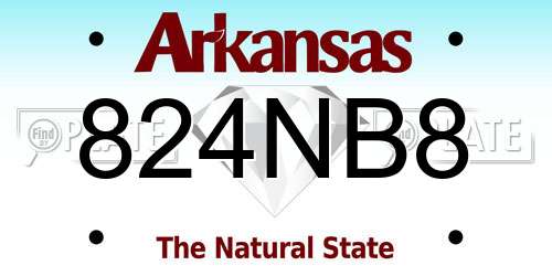 824NB8 Arkansas License Plate