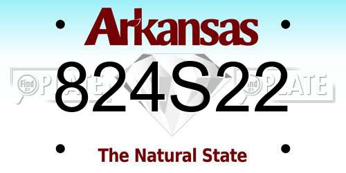 824S22 Arkansas License Plate