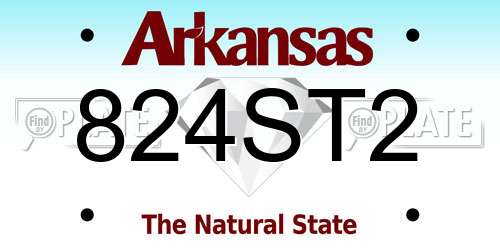 824ST2 Arkansas License Plate