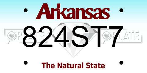 824ST7 Arkansas License Plate