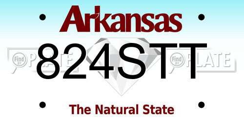 824STT Arkansas License Plate