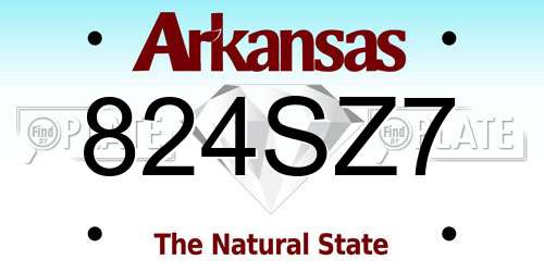 824SZ7 Arkansas License Plate