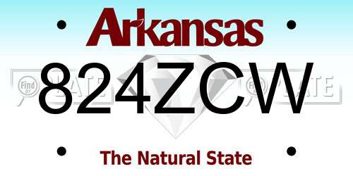 824ZCW Arkansas License Plate