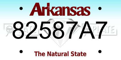 82587A7 Arkansas License Plate