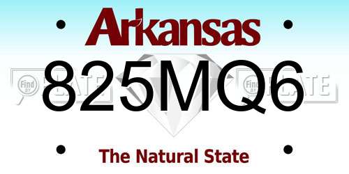 825MQ6 Arkansas License Plate