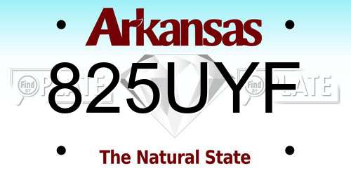 825UYF Arkansas License Plate