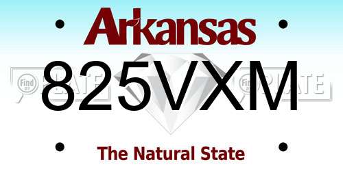 825VXM Arkansas License Plate