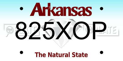 825XOP Arkansas License Plate