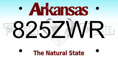 825ZWR Arkansas License Plate