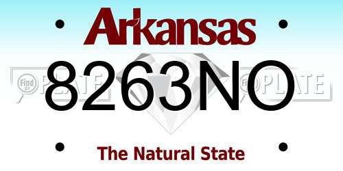 8263NO Arkansas License Plate