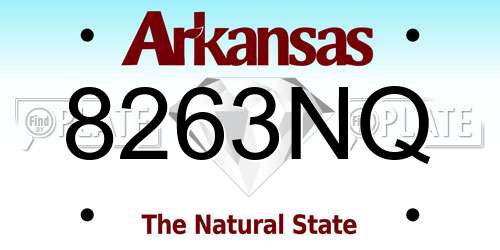 8263NQ Arkansas License Plate