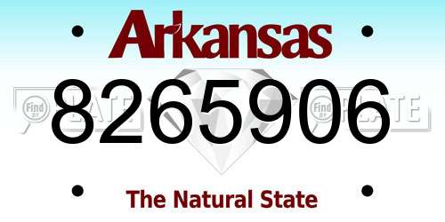 8265906 Arkansas License Plate