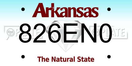 826EN0 Arkansas License Plate