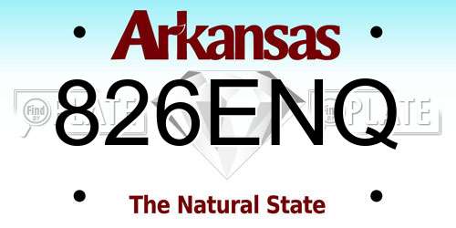 826ENQ Arkansas License Plate