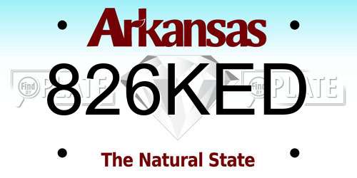 826KED Arkansas License Plate